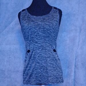 Miss Me Gray Black Fitted Sleeveless Tank Top
